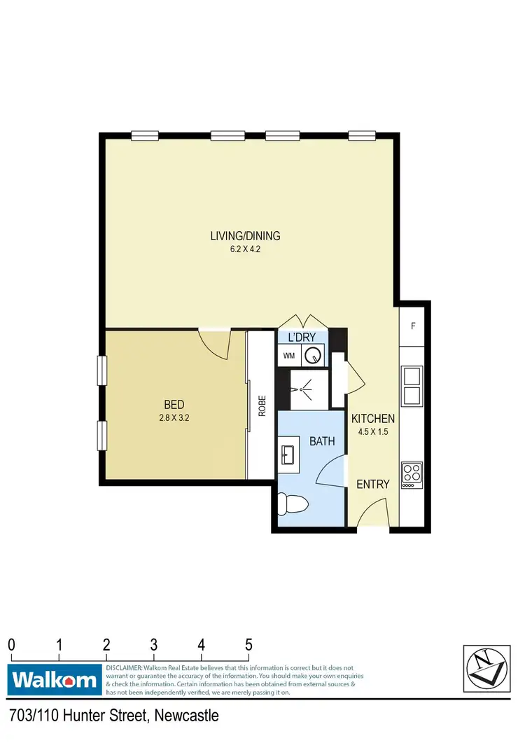 Floorplan of Homely apartment listing, 703/110 Hunter Street, Newcastle NSW 2300