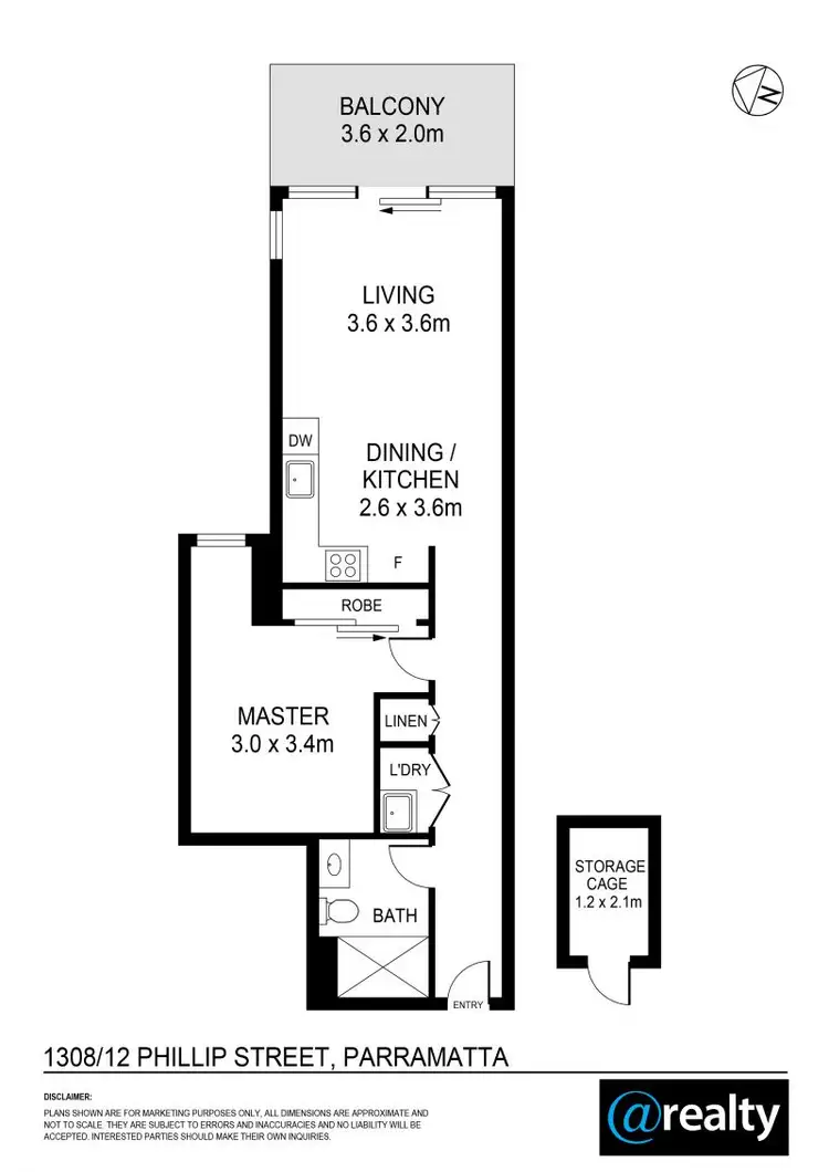 Floorplan of Homely apartment listing, 1308/12 Phillip Street, Parramatta NSW 2150