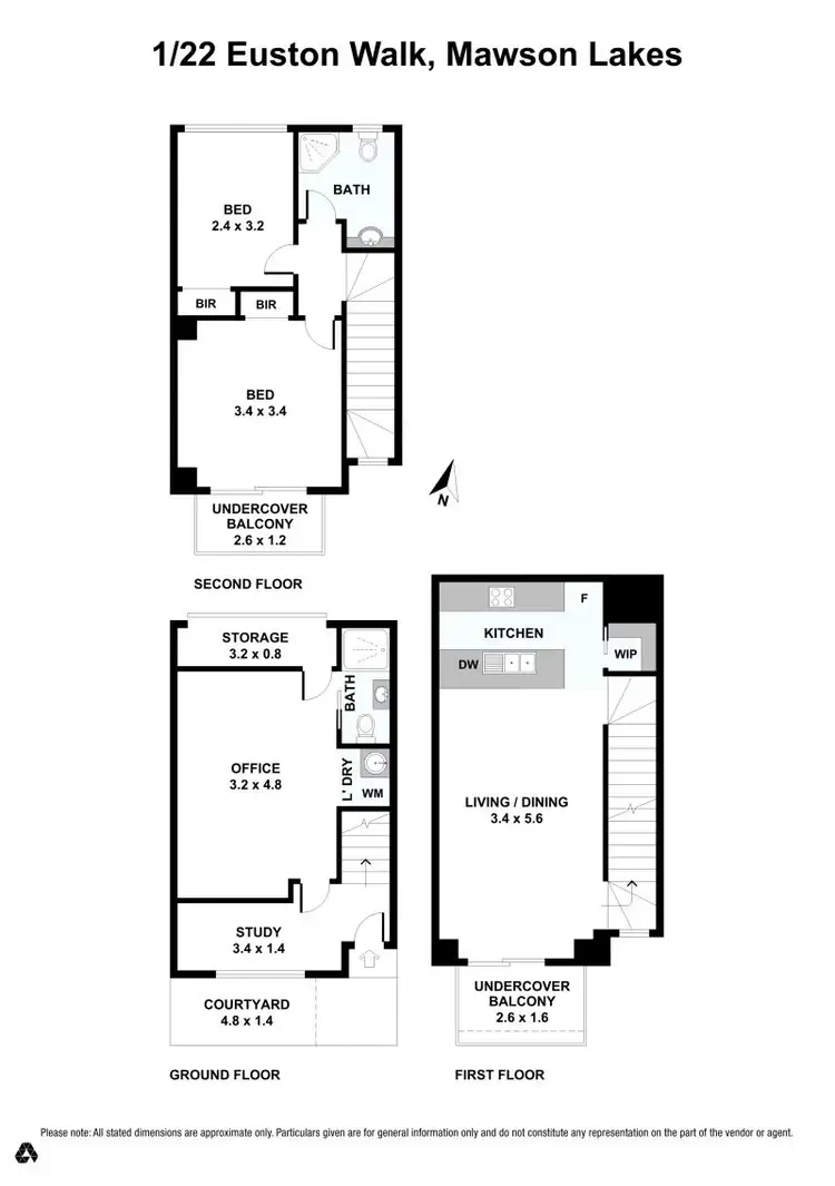 Floorplan of Homely townhouse listing, 1/22 Euston Walk, Mawson Lakes SA 5095