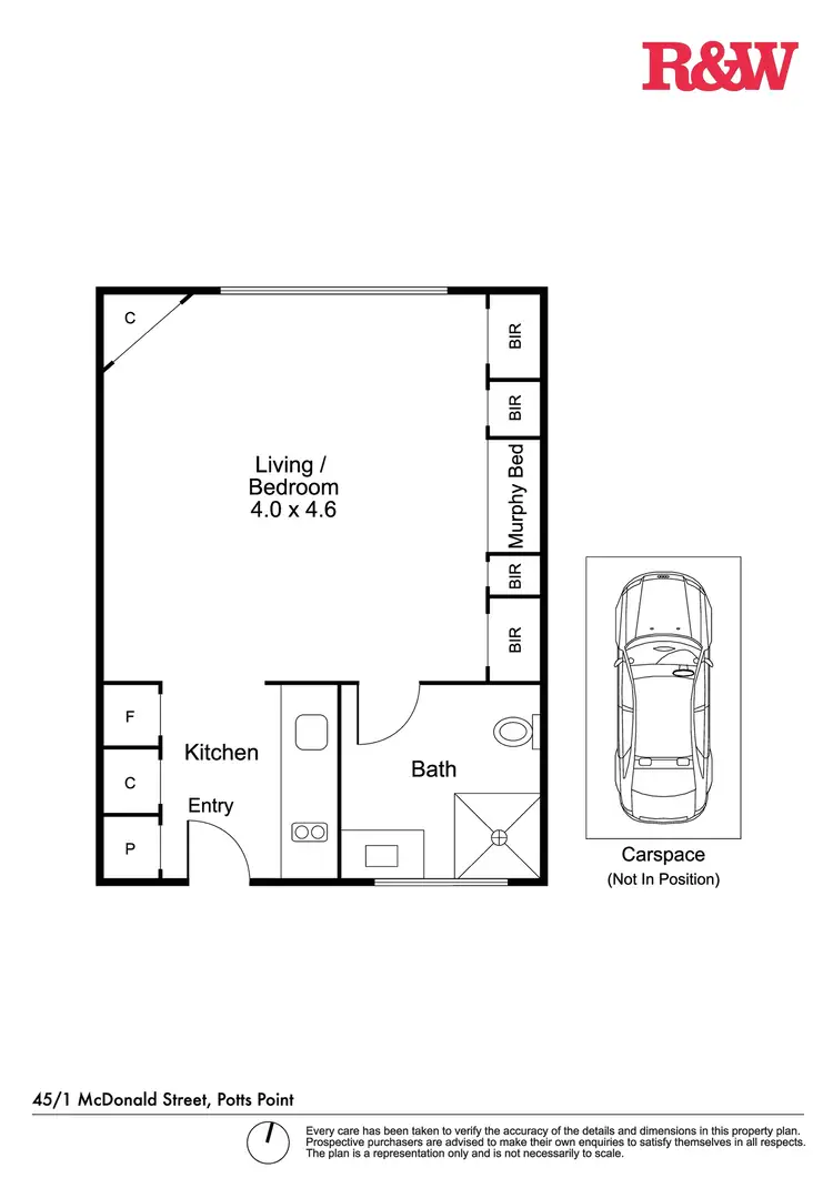 Floorplan of Homely studio listing, 45/1 McDonald Street, Potts Point NSW 2011