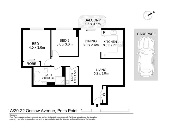 Floorplan of Homely apartment listing, 1A/20-22 Onslow Avenue, Elizabeth Bay NSW 2011