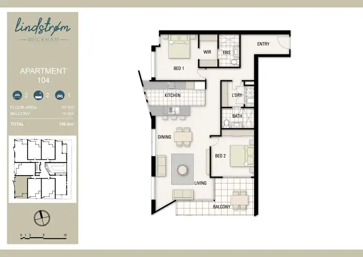 Floorplan of Homely apartment listing, 104/9 Union Street, Wickham NSW 2293