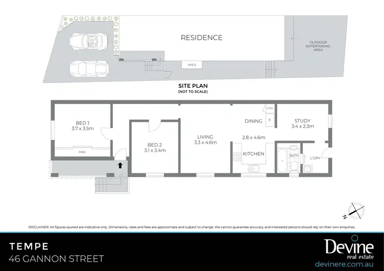 Floorplan of Homely semi-detached listing, 46 Gannon Street, Tempe NSW 2044