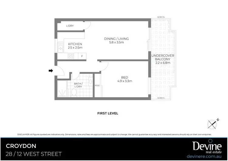 Floorplan of Homely apartment listing, 28/12 West Street, Croydon NSW 2132