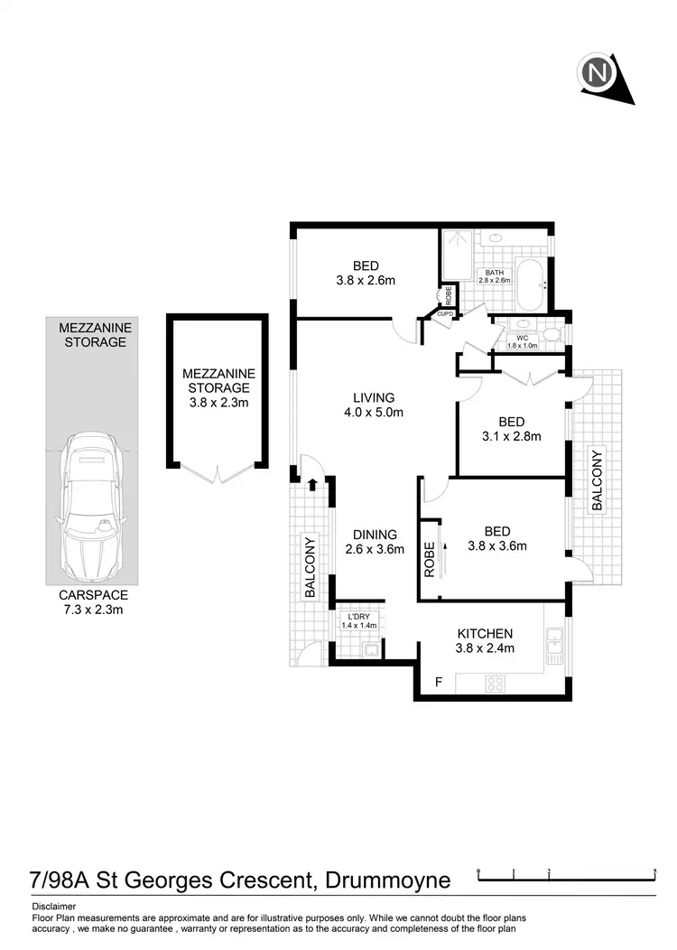 Floorplan of Homely apartment listing, 7/98a St Georges Crescent, Drummoyne NSW 2047