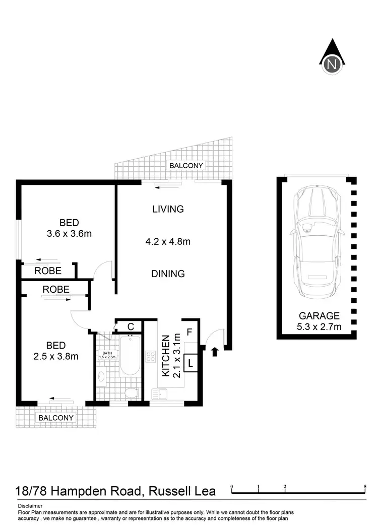 Floorplan of Homely unit listing, 18/78 Hampden Road, Russell Lea NSW 2046