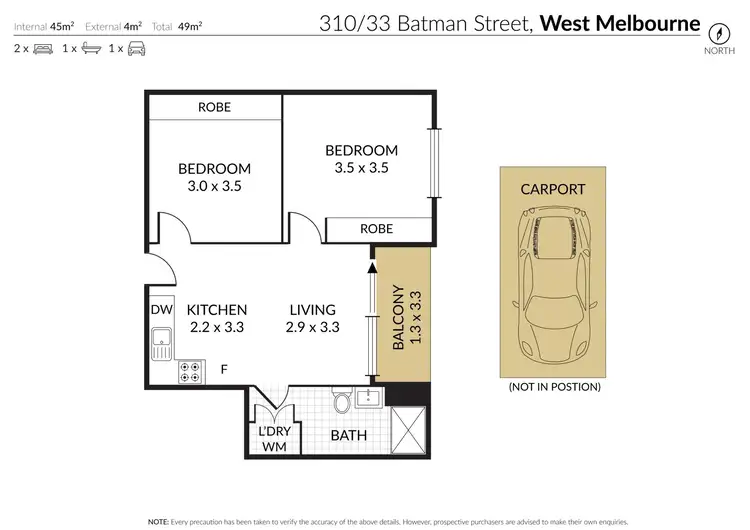Floorplan of Homely apartment listing, 310/41 BATMAN STREET, West Melbourne VIC 3003