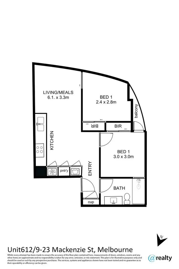 Floorplan of Homely apartment listing, 612/9-23 MacKenzie Street, Melbourne VIC 3000