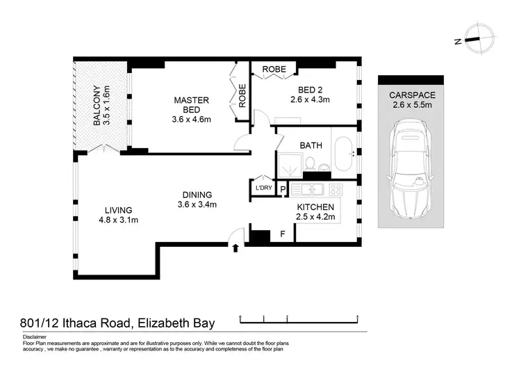 Floorplan of Homely apartment listing, 801/12 Ithaca Road, Elizabeth Bay NSW 2011