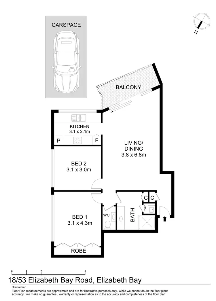 Floorplan of Homely apartment listing, 18/53-55 Elizabeth Bay Road, Elizabeth Bay NSW 2011