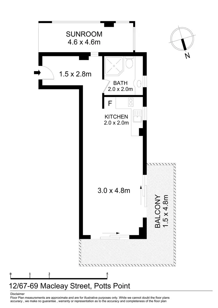 Floorplan of Homely studio listing, 12/67 Macleay Street, Potts Point NSW 2011