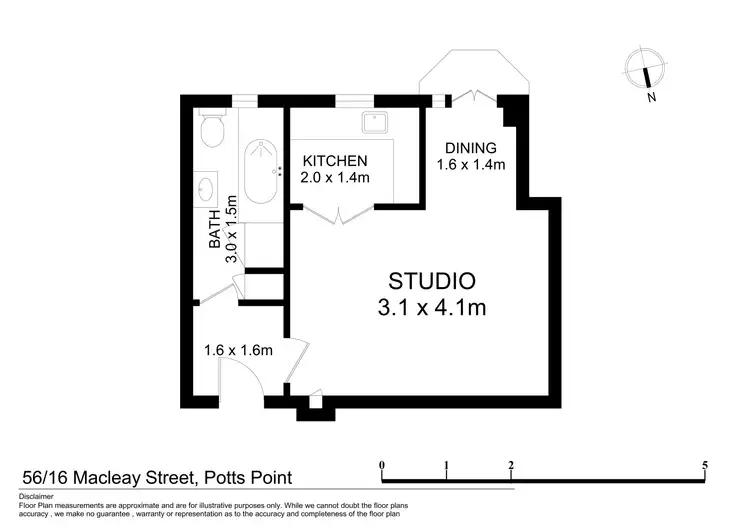 Floorplan of Homely studio listing, 56/16 Macleay Street, Potts Point NSW 2011
