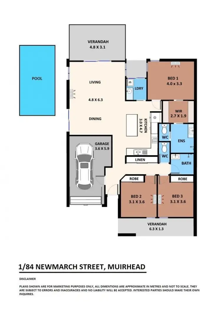 Floorplan of Homely semi-detached listing, 1/84 Newmarch Street, Muirhead NT 810