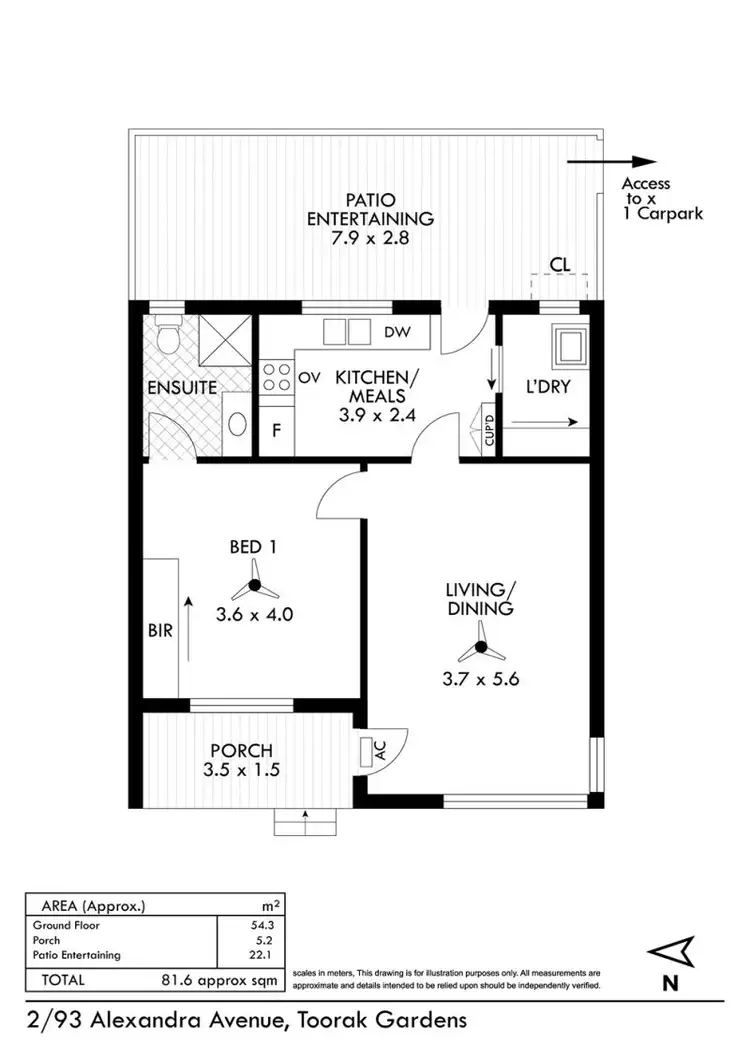 Floorplan of Homely unit listing, Unit 2, 93 Alexandra Avenue, Toorak Gardens SA 5065