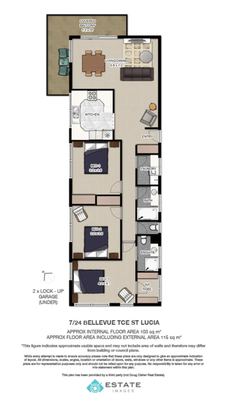 Floorplan of Homely unit listing, 7/24 Bellevue Terrace, St Lucia QLD 4067