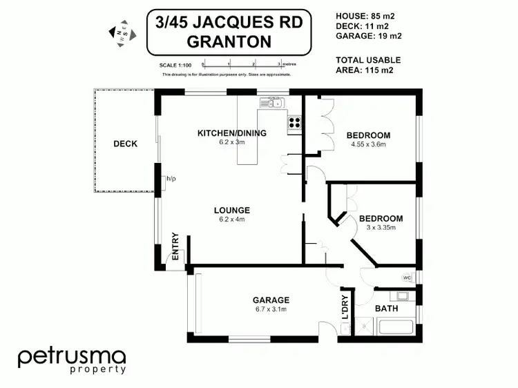 Floorplan of Homely unit listing, 3/45 Jacques Rd, Granton TAS 7030