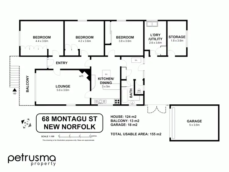 Floorplan of Homely house listing, 68 Montagu Street, New Norfolk TAS 7140