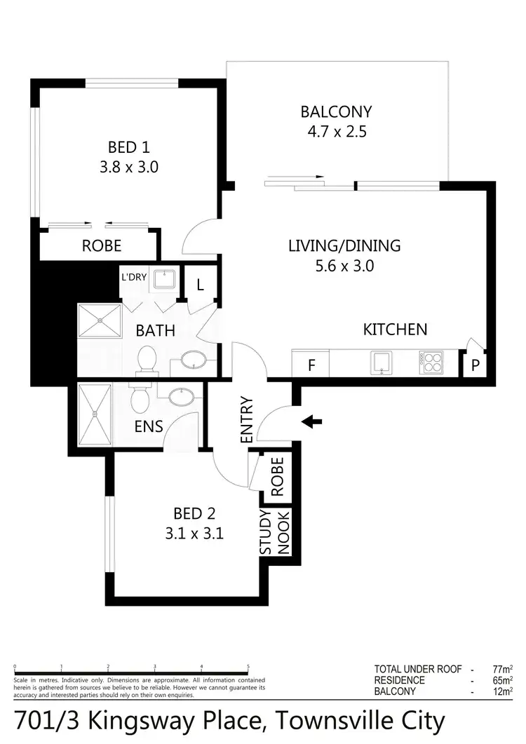 Floorplan of Homely apartment listing, 701/3 Kingsway Place, Townsville City QLD 4810