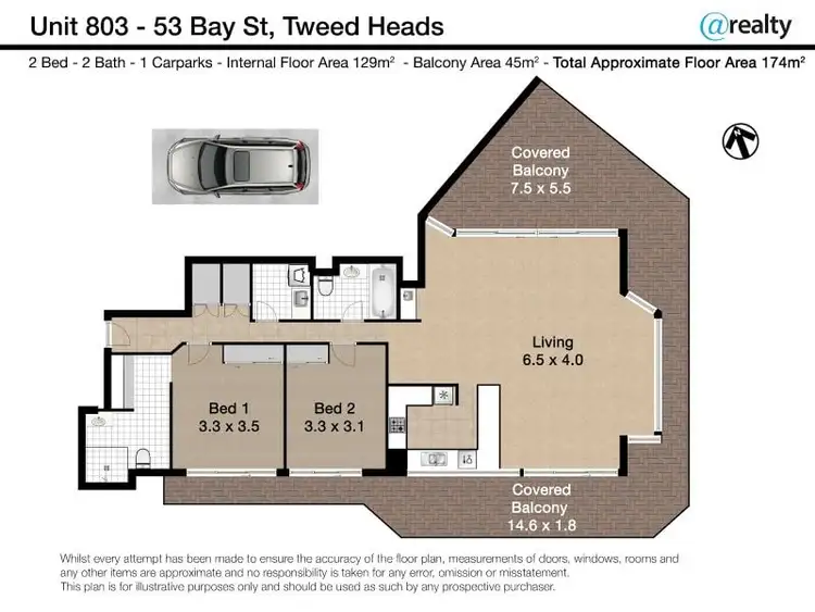 Floorplan of Homely apartment listing, 803/53 Bay Street, Tweed Heads NSW 2485