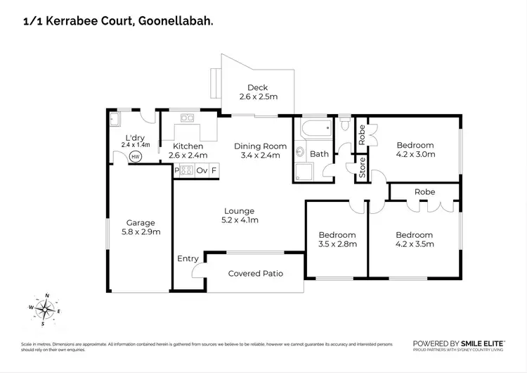Floorplan of Homely semi-detached listing, 1/1 Kerrabee Court, Goonellabah NSW 2480
