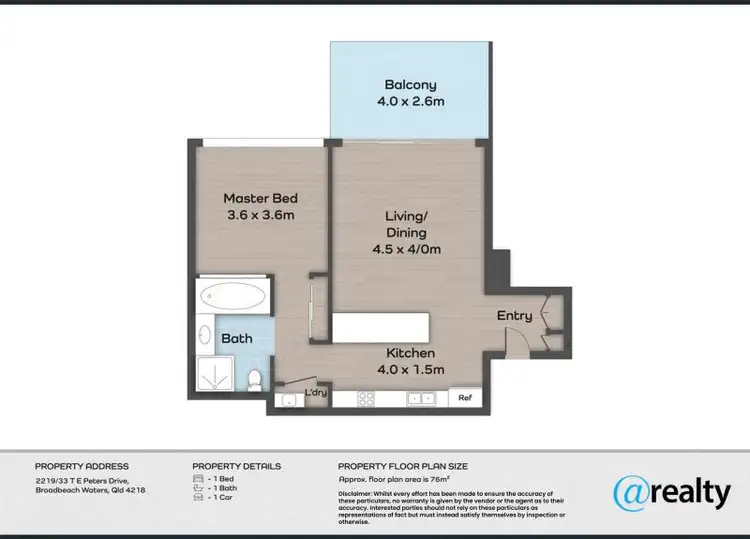 Floorplan of Homely apartment listing, 2219/33 T E Peters Drive, Broadbeach Waters QLD 4218