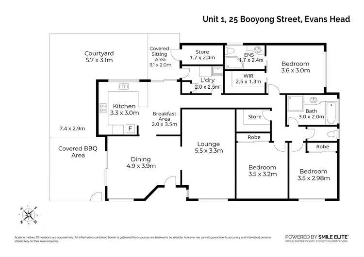 Floorplan of Homely semi-detached listing, 1/25 Booyong Street, Evans Head NSW 2473