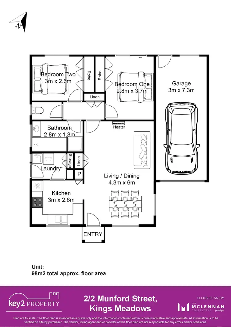 Floorplan of Homely unit listing, 2/2 Munford Street, Kings Meadows TAS 7249