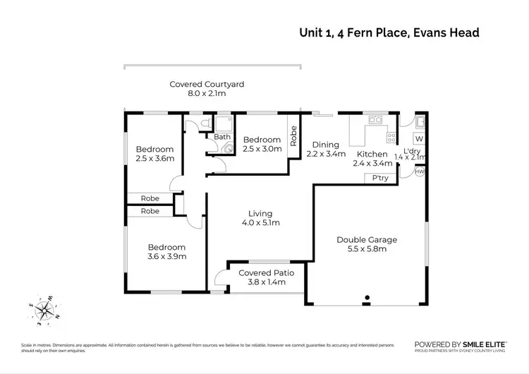 Floorplan of Homely unit listing, 1/4 Fern Place, Evans Head NSW 2473