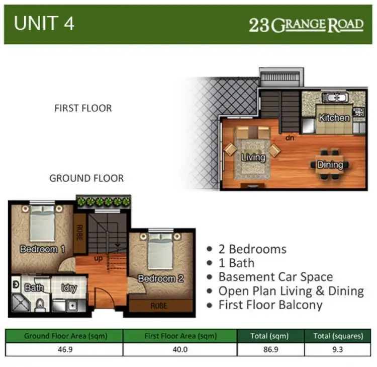 Floorplan of Homely townhouse listing, 4/23 Grange Road, Alphington VIC 3078