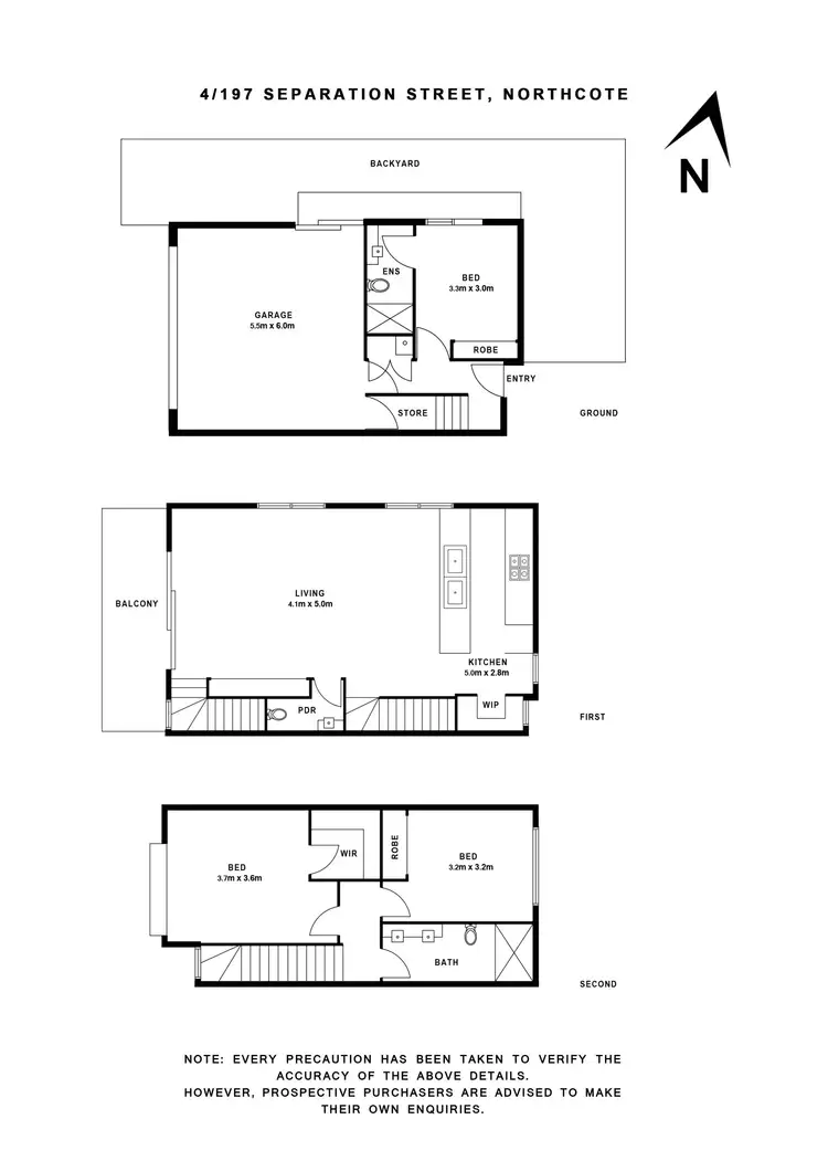 Floorplan of Homely townhouse listing, 4/197 Separation Street, Northcote VIC 3070
