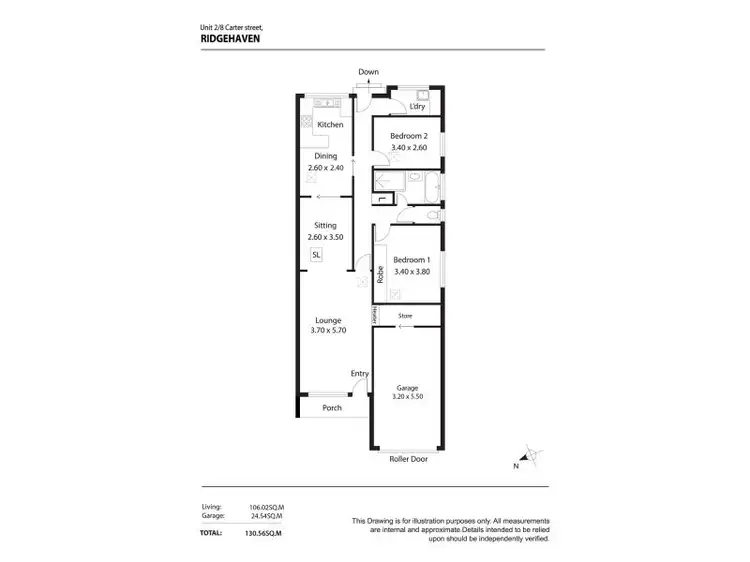 Floorplan of Homely semi-detached listing, 2/8 Carter St, Ridgehaven SA 5097