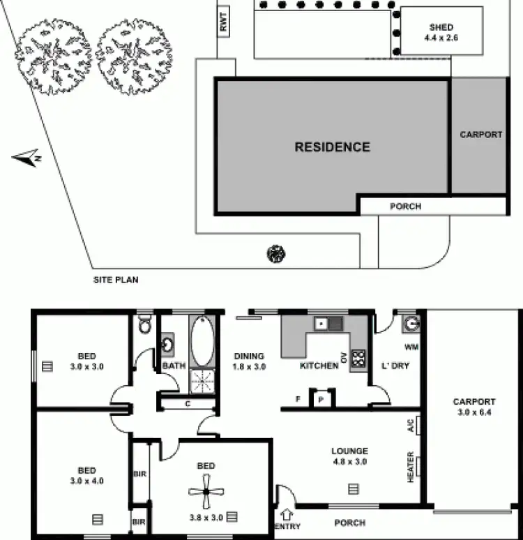 Floorplan of Homely unit listing, 1/28 Riordan Street, Morphett Vale SA 5162
