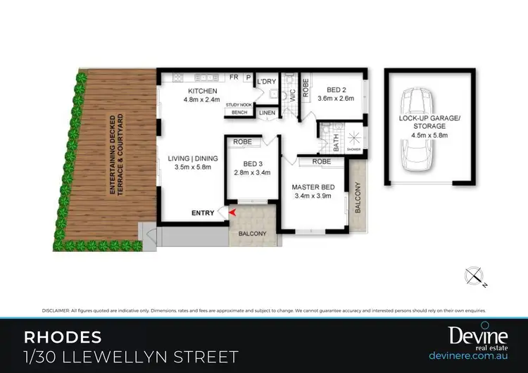Floorplan of Homely townhouse listing, 1/30 Llewellyn Street, Rhodes NSW 2138