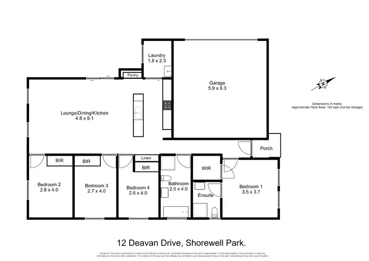 Floorplan of Homely house listing, 12 Deavan Drive, Shorewell Park TAS 7320