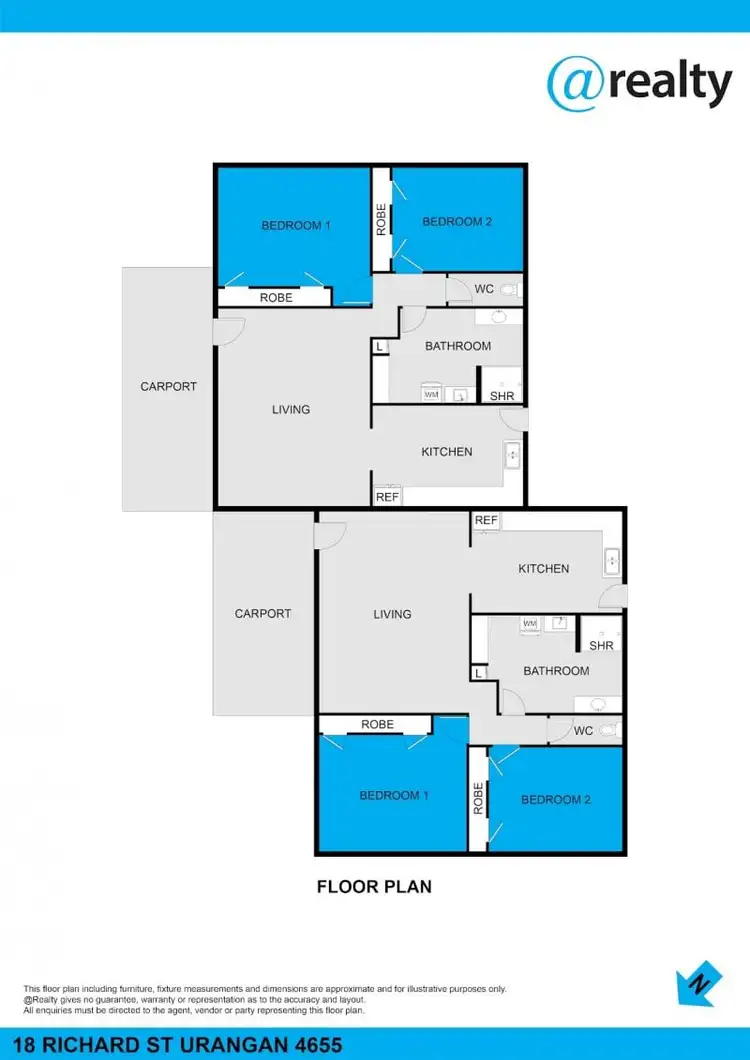 Floorplan of Homely semi-detached listing, 18 Richard Street, Urangan QLD 4655