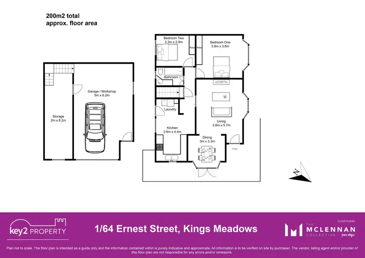 Floorplan of Homely unit listing, 1/64 Ernest Street, Kings Meadows TAS 7249