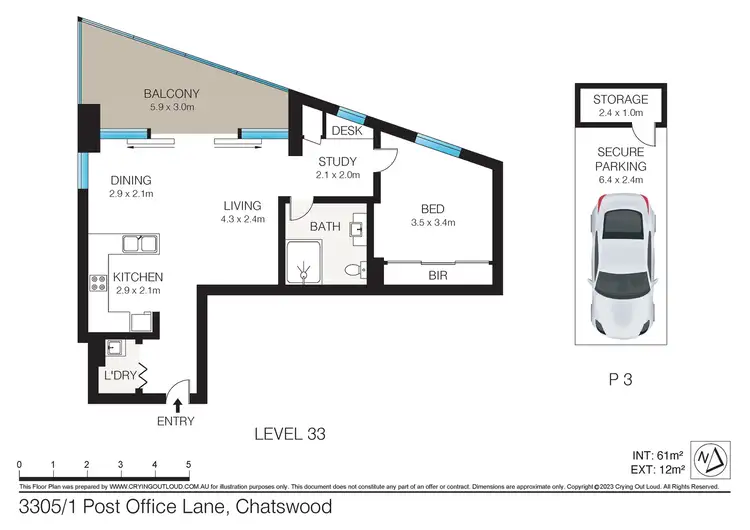 Floorplan of Homely apartment listing, 3305/1 Post Office Lane, Chatswood NSW 2067