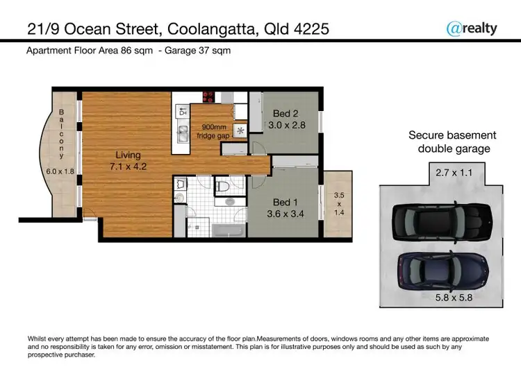Floorplan of Homely unit listing, 21/9 Ocean Street, Coolangatta QLD 4225
