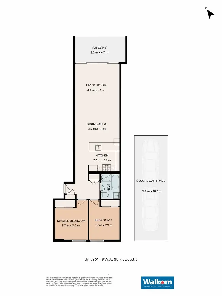 Floorplan of Homely apartment listing, 601/9 Watt Street, Newcastle NSW 2300