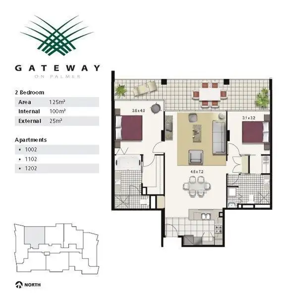Floorplan of Homely unit listing, 1102/2 Dibbs Street, South Townsville QLD 4810