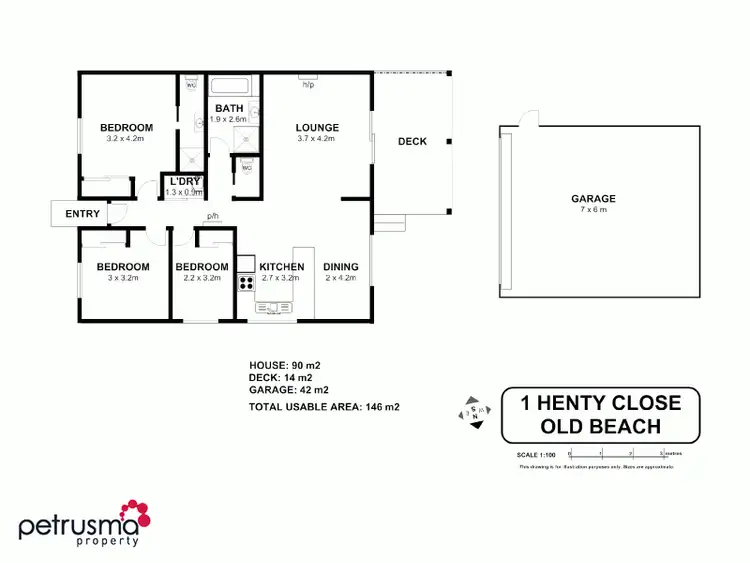 Floorplan of Homely house listing, 1 Henty Close, Old Beach TAS 7017
