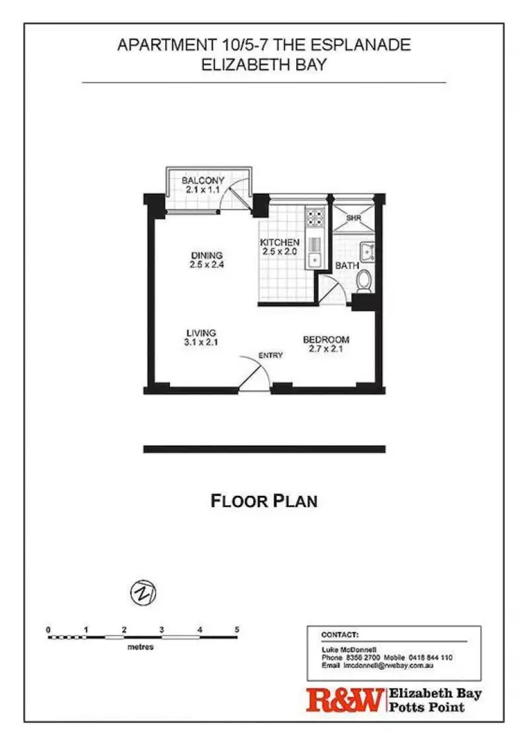 Floorplan of Homely studio listing, 10/5-7 The Esplanade, Elizabeth Bay NSW 2011