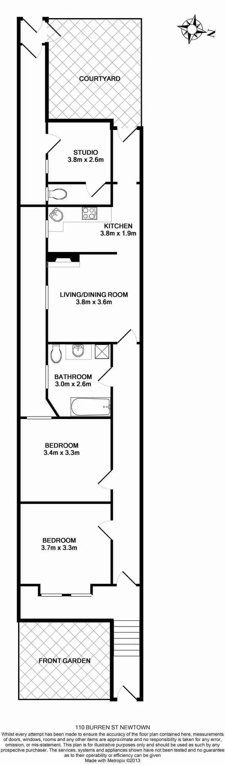 Floorplan of Homely terrace listing, 110 Burren Street, Newtown NSW 2042