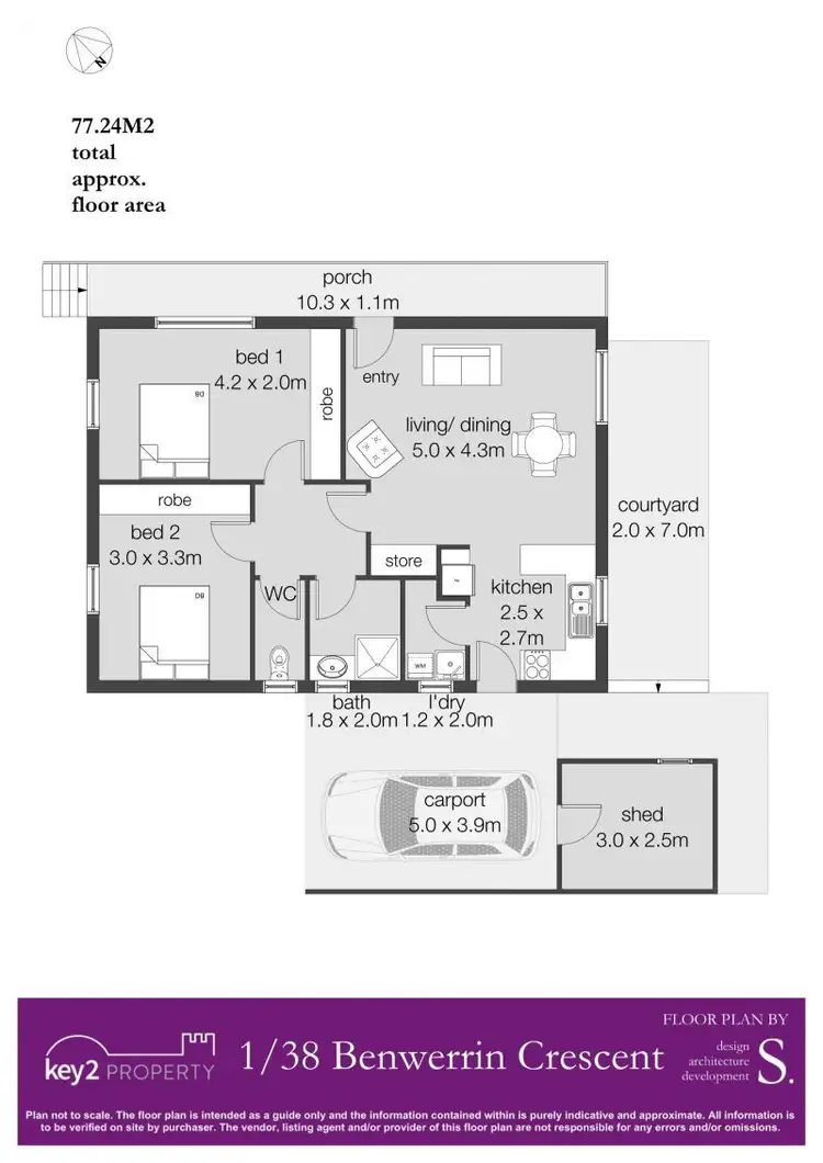 Floorplan of Homely unit listing, 1/38 Benwerrin Crescent, Norwood TAS 7250