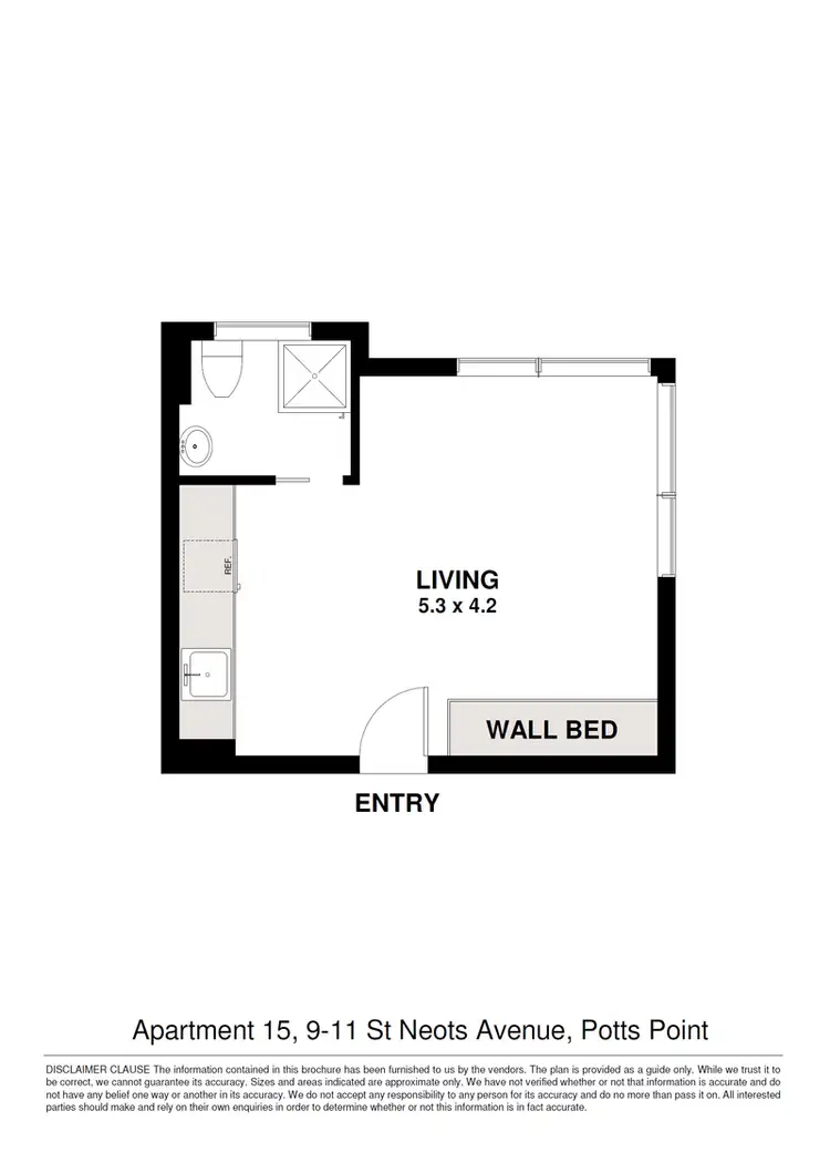 Floorplan of Homely studio listing, 15/9-11 St Neot Avenue, Potts Point NSW 2011