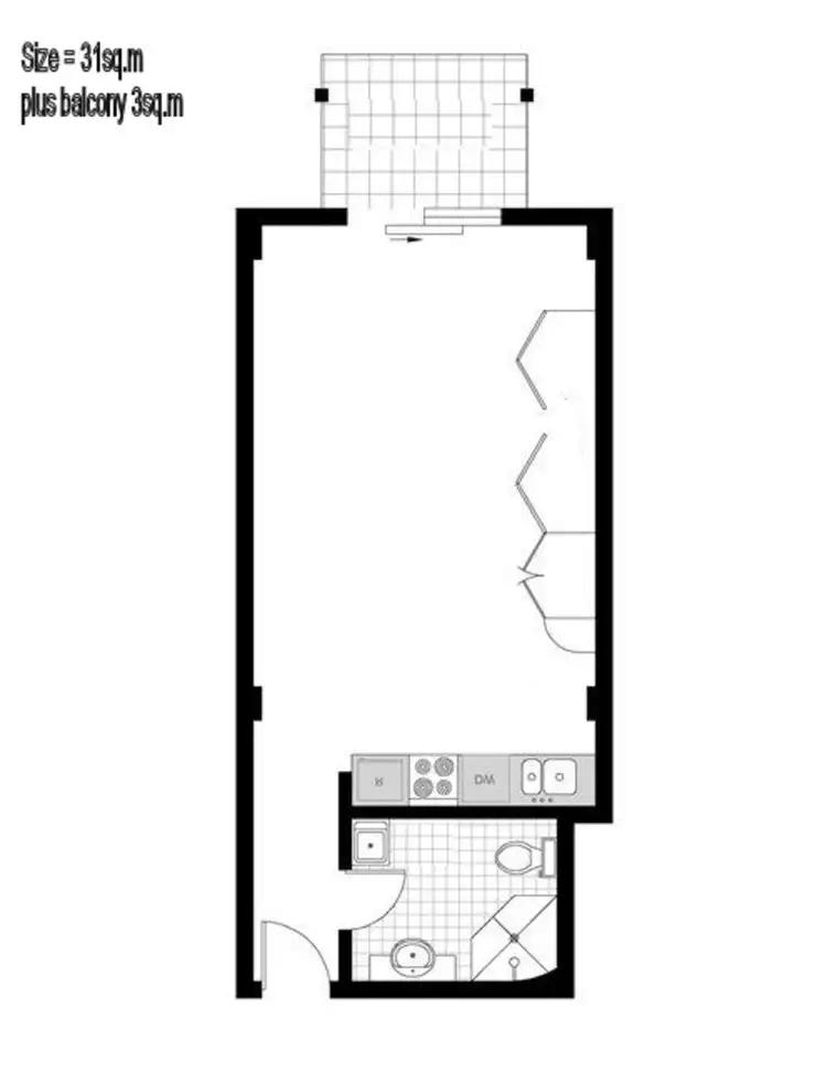 Floorplan of Homely studio listing, 648/243 Pyrmont St, Pyrmont NSW 2009