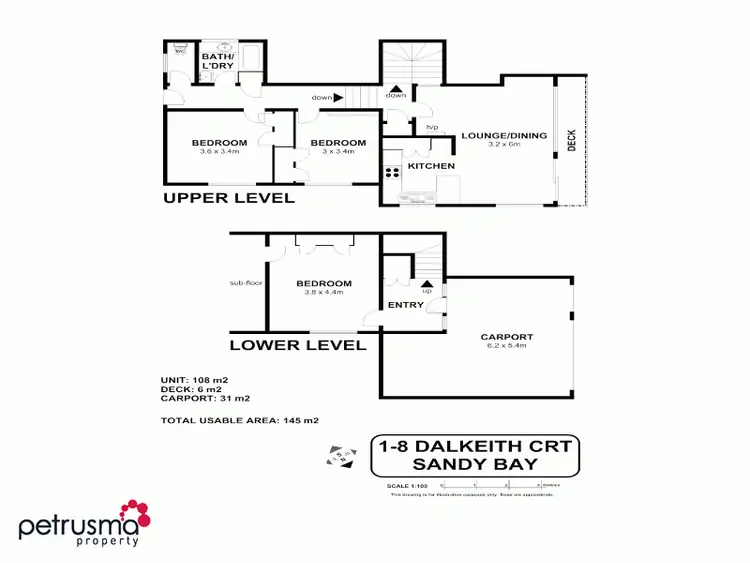 Floorplan of Homely unit listing, 1/8 Dalkeith Court, Sandy Bay TAS 7005