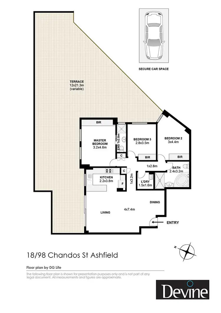 Floorplan of Homely apartment listing, 18/98 Chandos Street, Ashfield NSW 2131