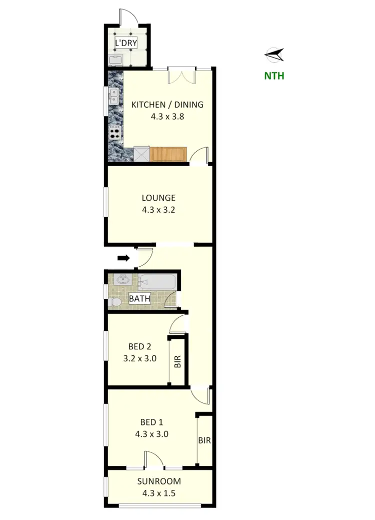Floorplan of Homely semi-detached listing, 12 Kent Avenue, Croydon Park NSW 2133