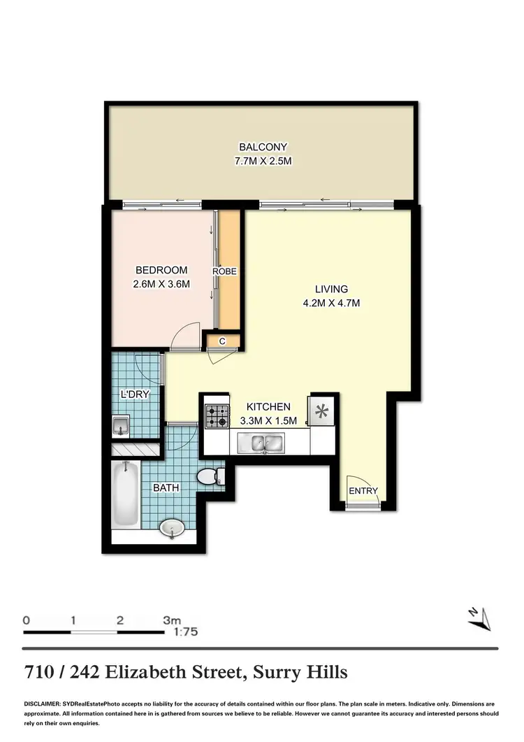 Floorplan of Homely apartment listing, 710/242 Elizabeth Street, Surry Hills NSW 2010